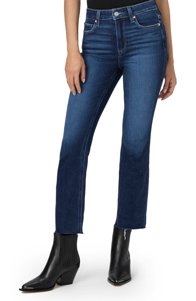 PAIGE Cindy Raw Hem High Waist Ankle Straight Leg Jeans, Main, color, 