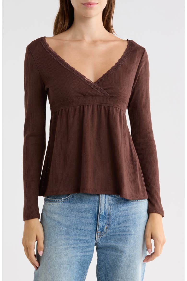Surplice Babydoll Top, Main, color, CHESTNUT BROWN