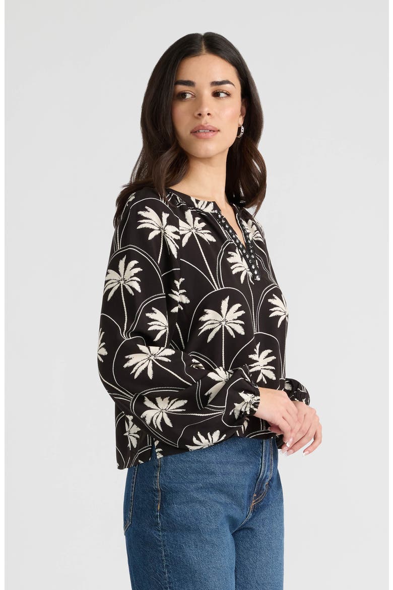Split Neck Challis Top, Alternate, color, PALM GROVE