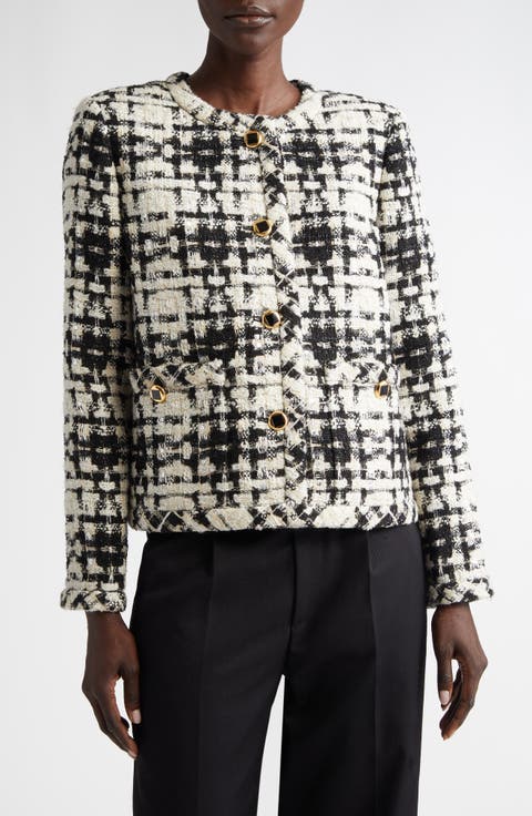 Metallic Wool Blend Tweed Jacket