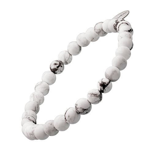 Jan Leslie 6mm Semiprecious Gemstone Beaded Elastic Bracelet In White