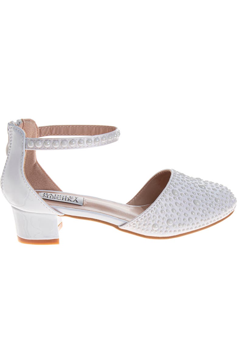 Badgley Mischka Collection Kids' Ankle Strap Pump, Alternate, color, White
