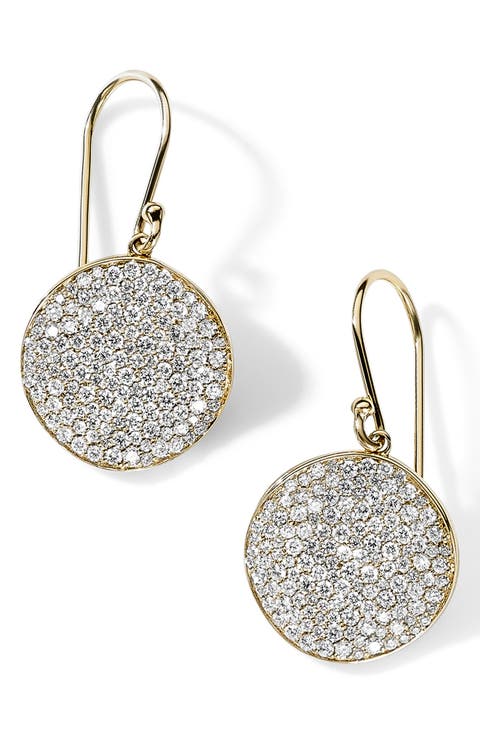 Stardust Medium Pavé Diamond Disc Drop Earrings