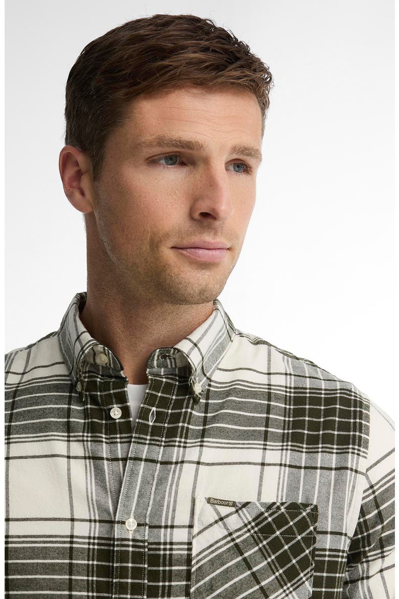 Embergate Tailored Plaid Cotton Shirt, Alternate, color, OLIVE