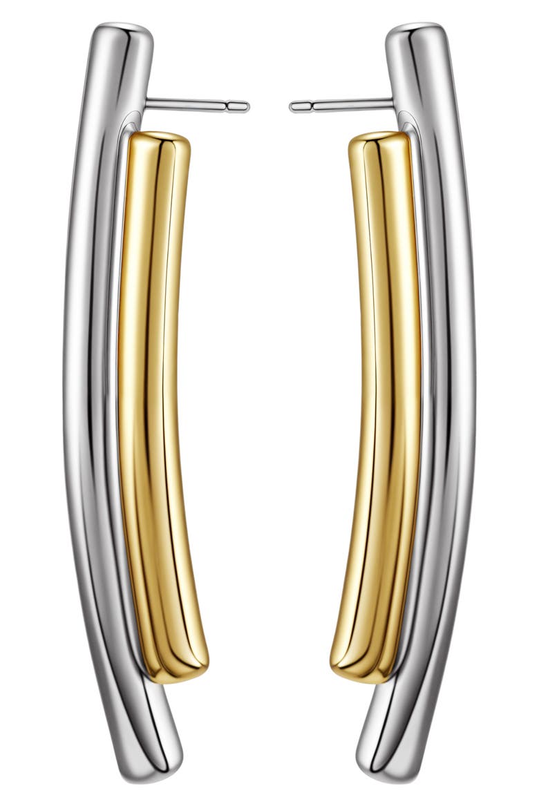 Two-Tone Double Bar Drop Earrings, Alternate, color, TWO-TONE