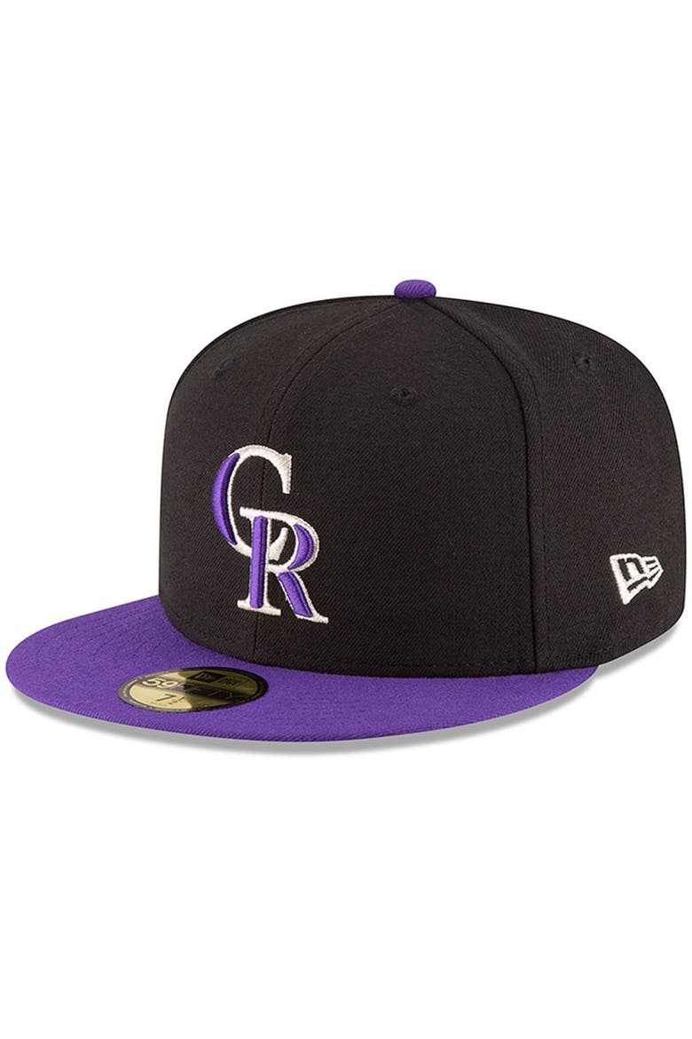 Men's New Era Black/Purple Colorado Rockies Authentic Collection On Field 59FIFTY Structured Hat, Main, color, BLACK
