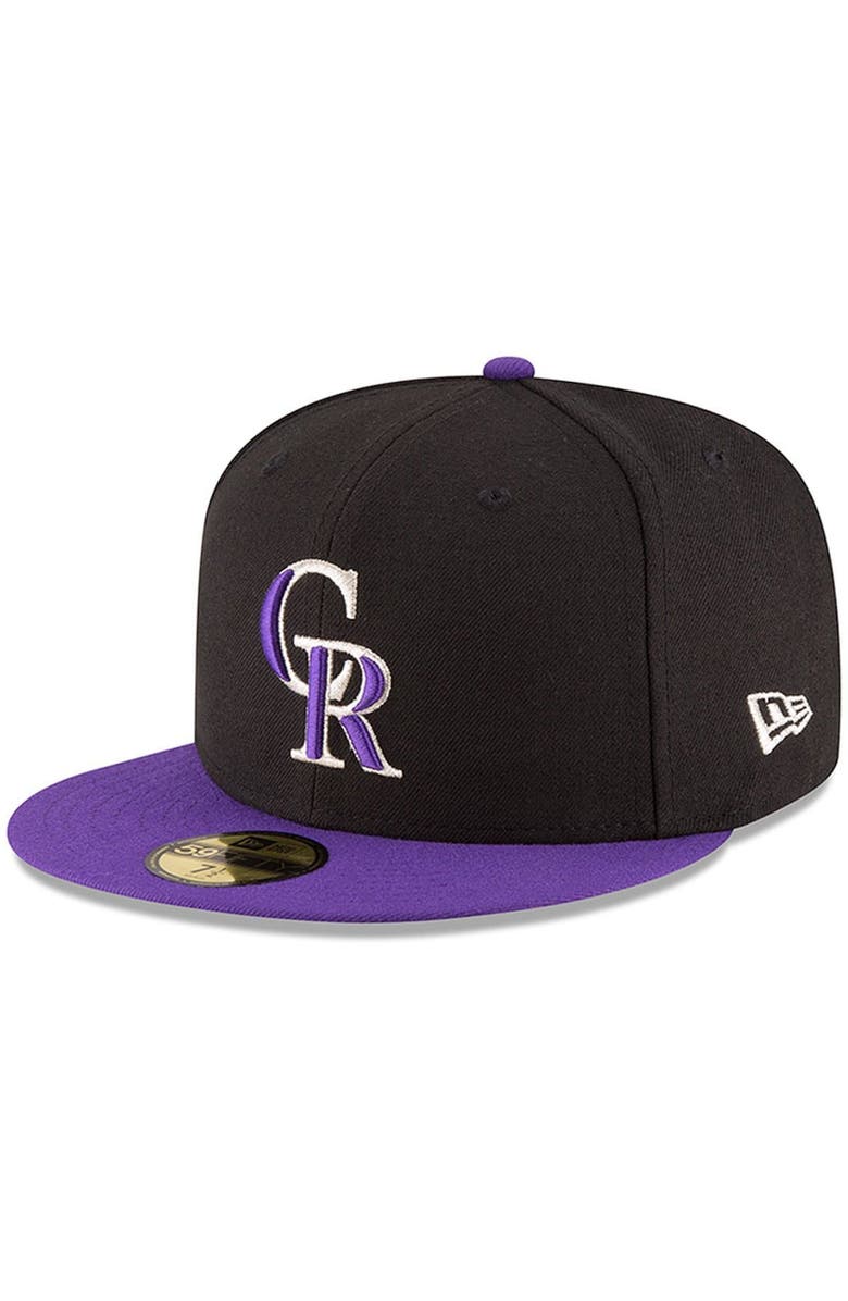 New Era Men's New Era Black/Purple Colorado Rockies Authentic Collection On Field 59FIFTY Structured Hat, Main, color, Black
