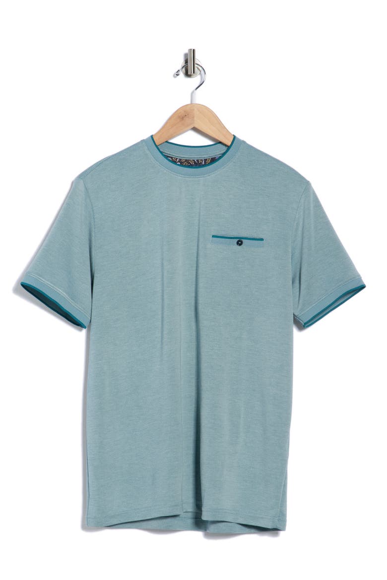 Tipped Crewneck Knit T-Shirt, Alternate, color, TEAL