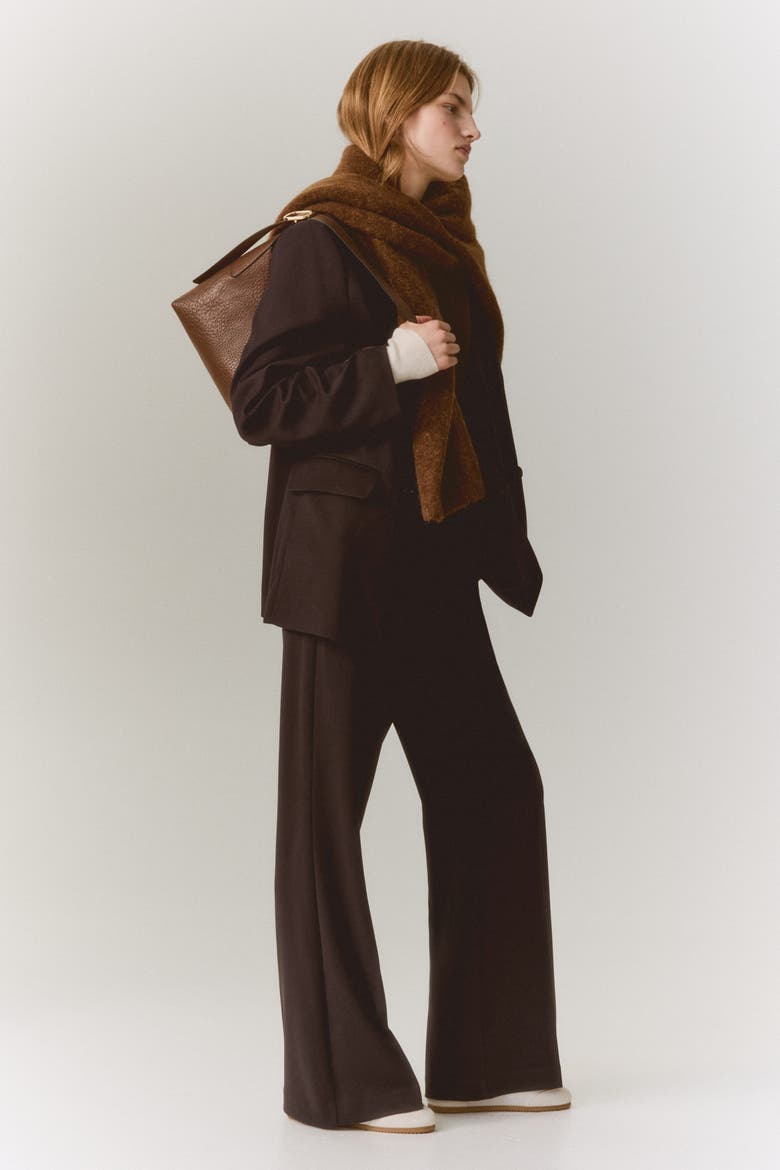 Bootcut Twill Pants, Main, color, Dark brown
