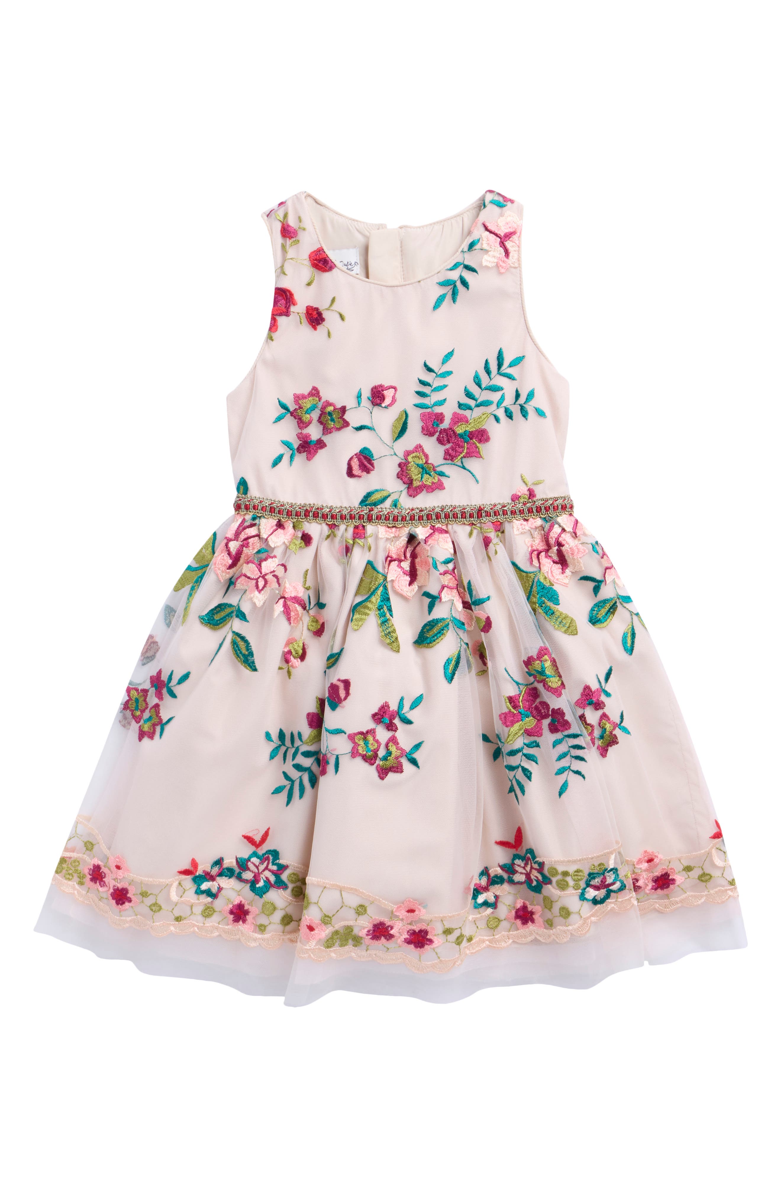 Kids' Embroidered Mesh Dress