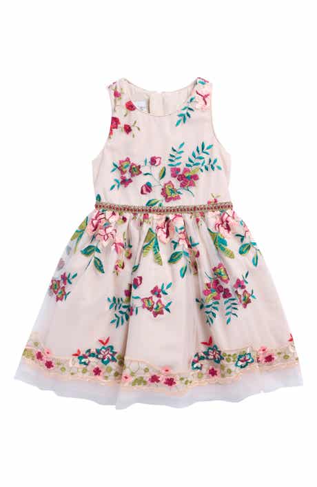 Kids' Embroidered Mesh Dress
