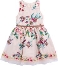 Pippa & Julie Kids' Embroidered Mesh Dress