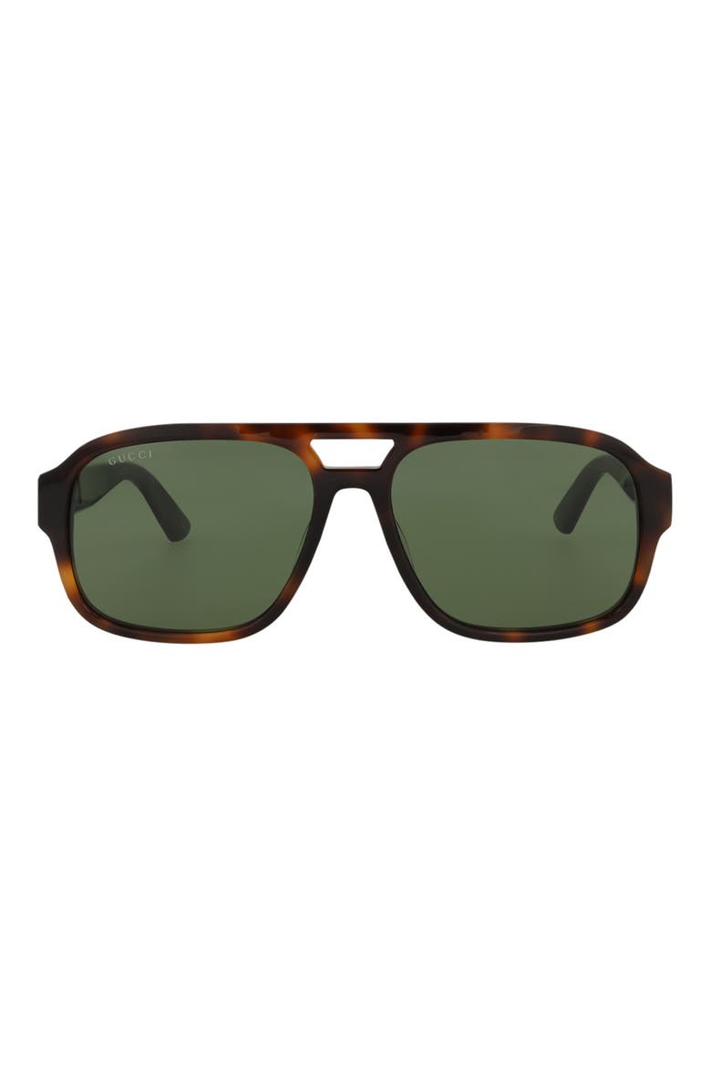 58mm Aviator Sunglasses, Main, color, HAVANA GREEN