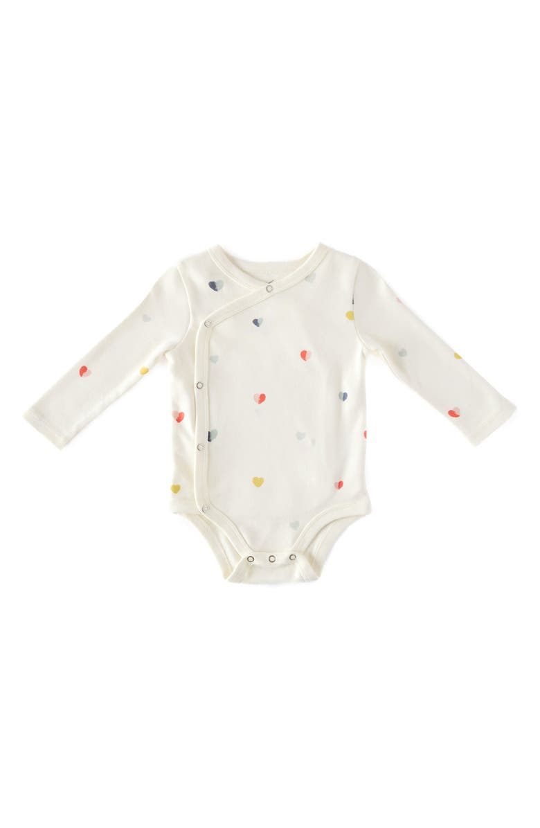 Pehr Heart Print Long Sleeve Organic Cotton Bodysuit, Main, color, 