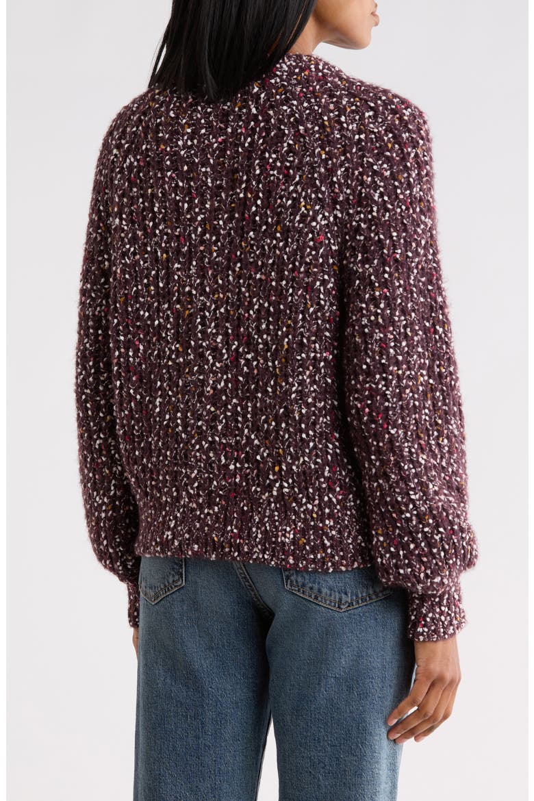 Relaxed Popcorn Cardigan, Alternate, color, BURGUNDY- IVORY MULTI