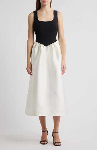 Julia Jordan Mix Media Scuba & Crepe Midi Dress