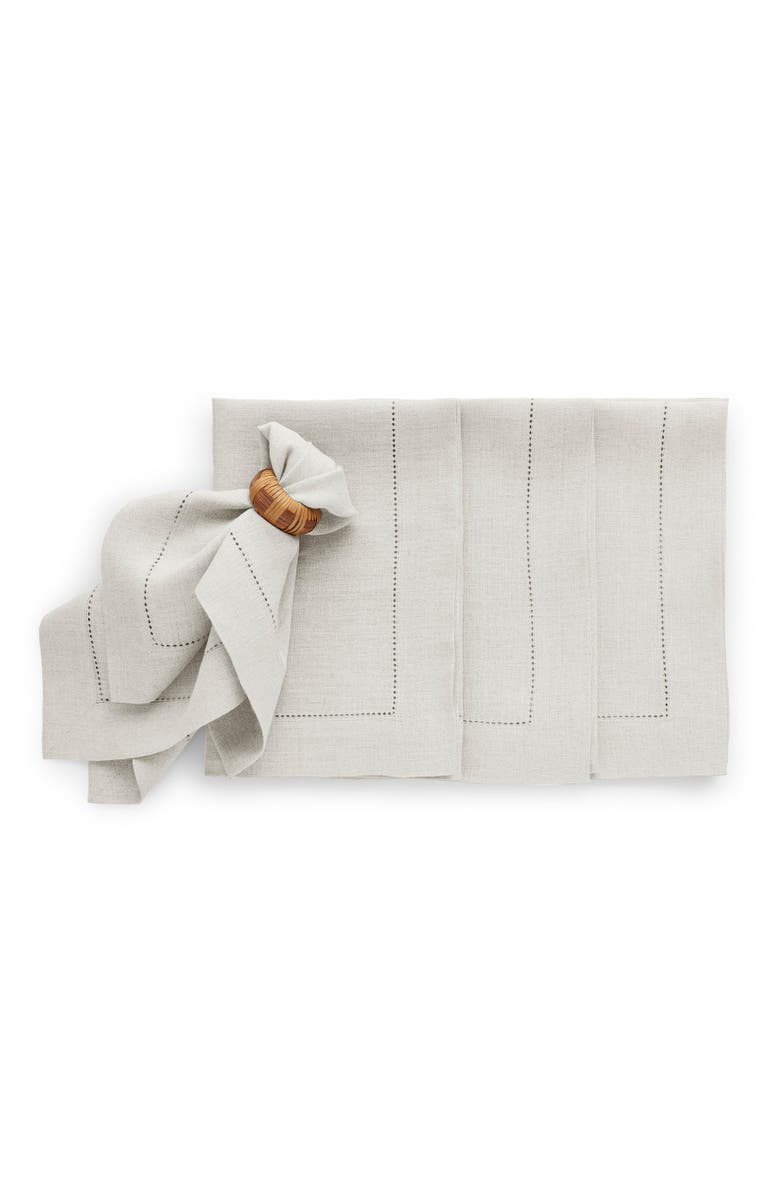 Solino Home Linen Dinner Napkins - Sonoma Hemstitch, 22 x 22, Main, color, 