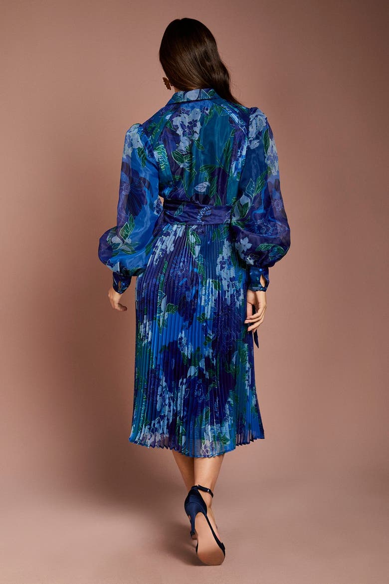 Floral Organza Shirt Dress, Alternate, color, Blue