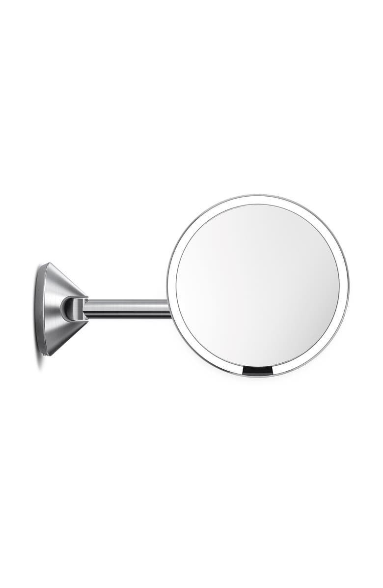 simplehuman Hard Wired Wall Mount Sensor Mirror, Main, color, Brushed