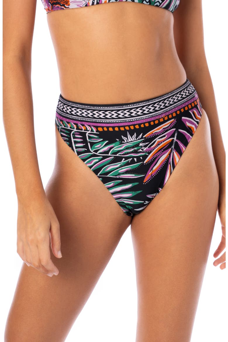 Jaguar Jungle Sully High Waist Bikini Bottoms, Main, color, BLACK