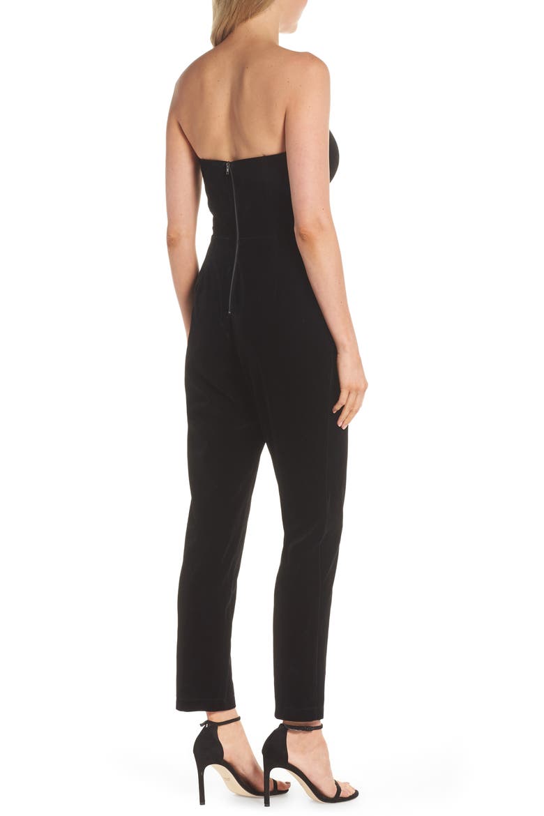 Hayden Strapless Velvet Jumpsuit, Alternate, color, BLACK