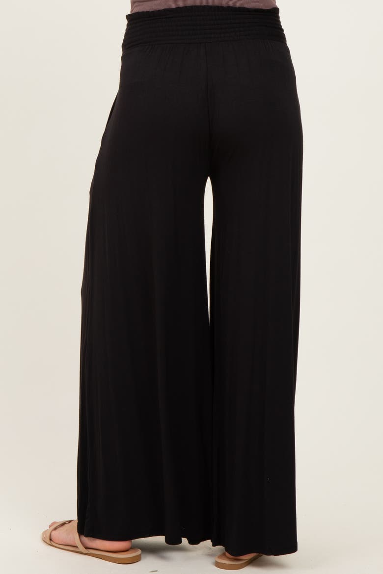 Smocked Waist Wide Leg Pants, Alternate, color, Black