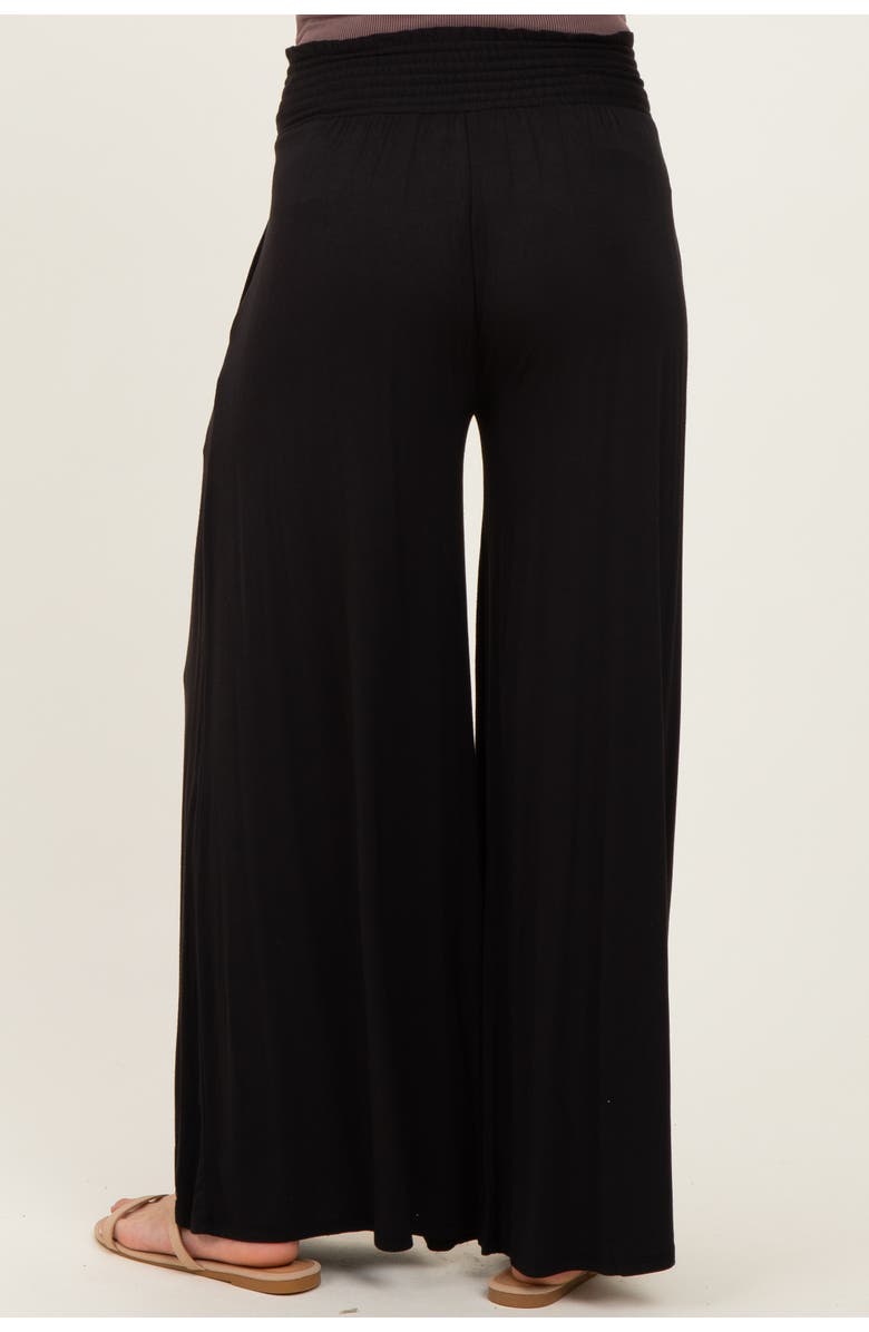 PinkBlush Smocked Waist Wide Leg Pants, Alternate, color, Black