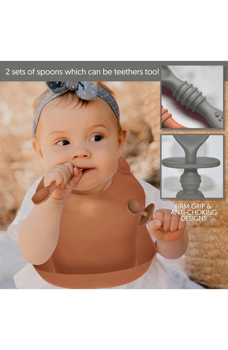 Sperric Baby Silicone Feeding Set 8-Piece, Alternate, color, Sunrise / Cool Gray