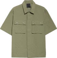 Givenchy Boxy Monogram 72 Embossed Short Sleeve Button-Up Shirt