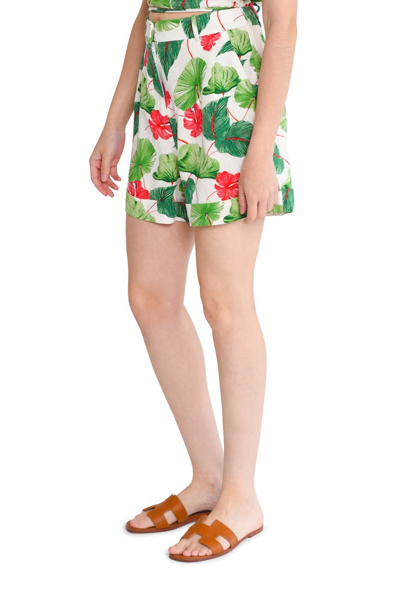On the Road Linen Shorts, Alternate, color, PALM PRINT