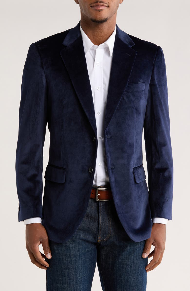 ZEGARIE Velvet Two-Button Sport Coat, Main, color, Navy