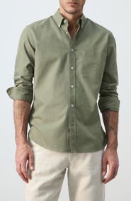 MANGO Regular Fit Stripe Button-Down Shirt