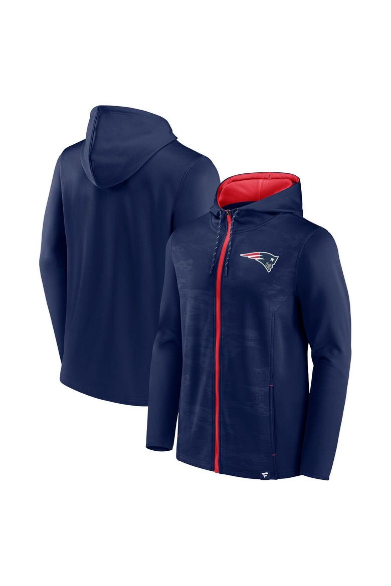 Men's Fanatics Navy/Red New England Patriots Ball Carrier Full-Zip Hoodie, Main, color, Navy