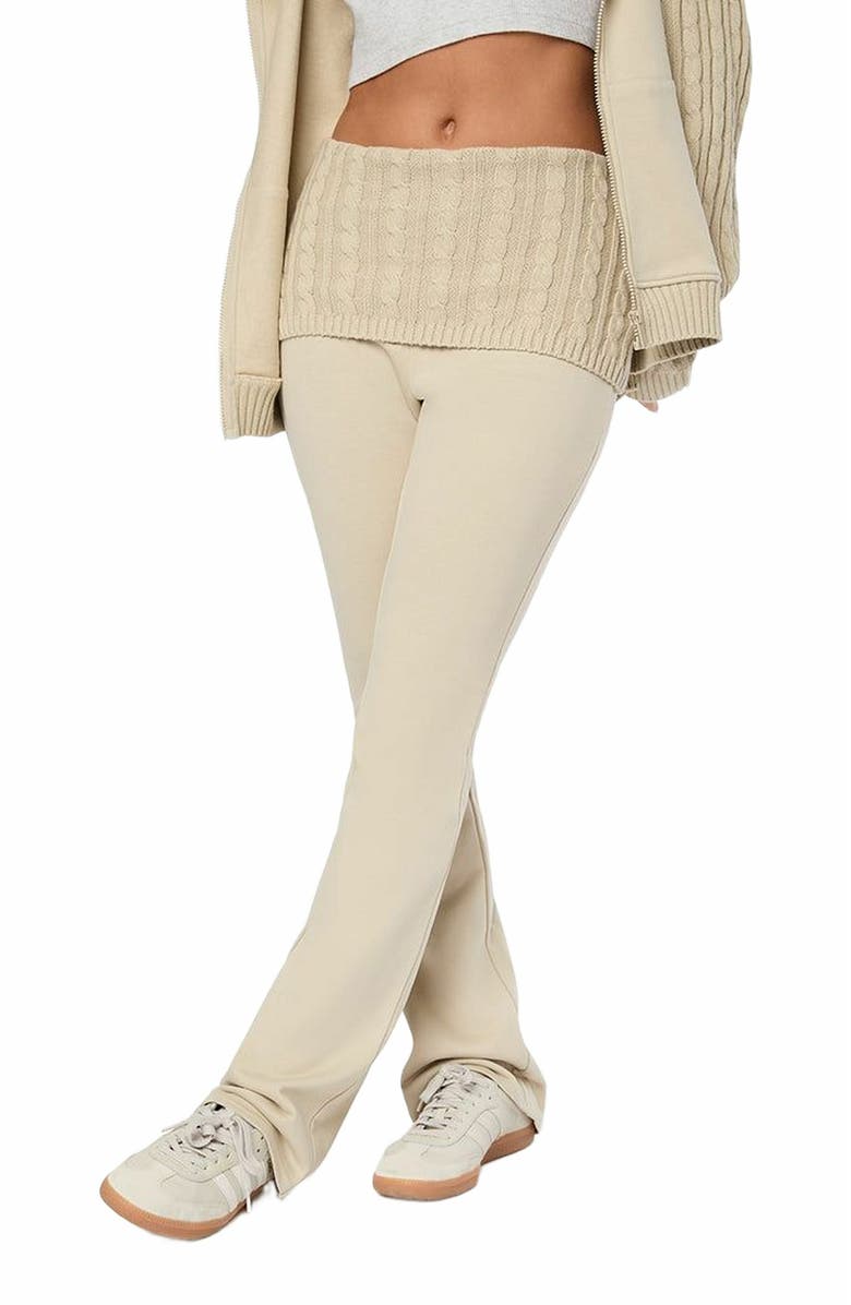 WeWoreWhat Cable Knit Roll Over Pant, Alternate, color, Taupe