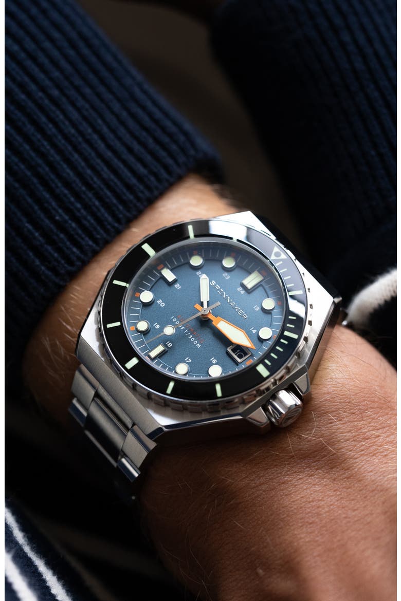 Dumas Automatic Bracelet Watch, 44mm, Alternate, color, BLUE