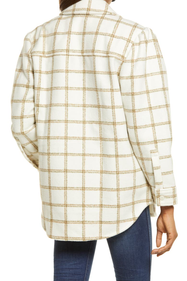 Plaid Puff Sleeve Shirt Jacket, Alternate, color, IVORY CARSONPANE