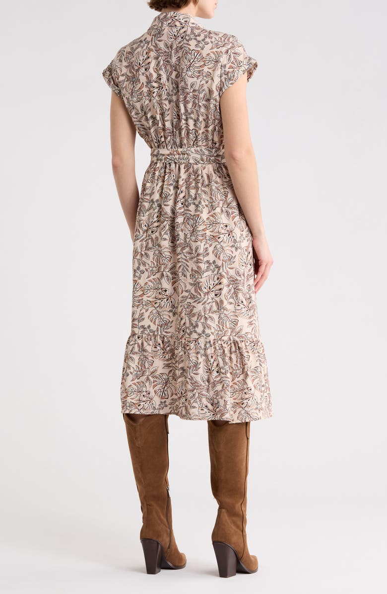 Lucky Brand Belt Midi Shirtdress, Alternate, color, Sand Floral