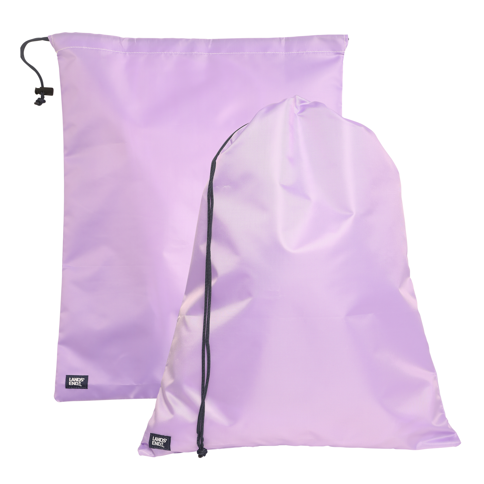 Lands' End Travel Laundry Bags 2-Pack, Polyester Canvas Dirty Clothes Travel Bag with Drawstring, Main, color, Lilac