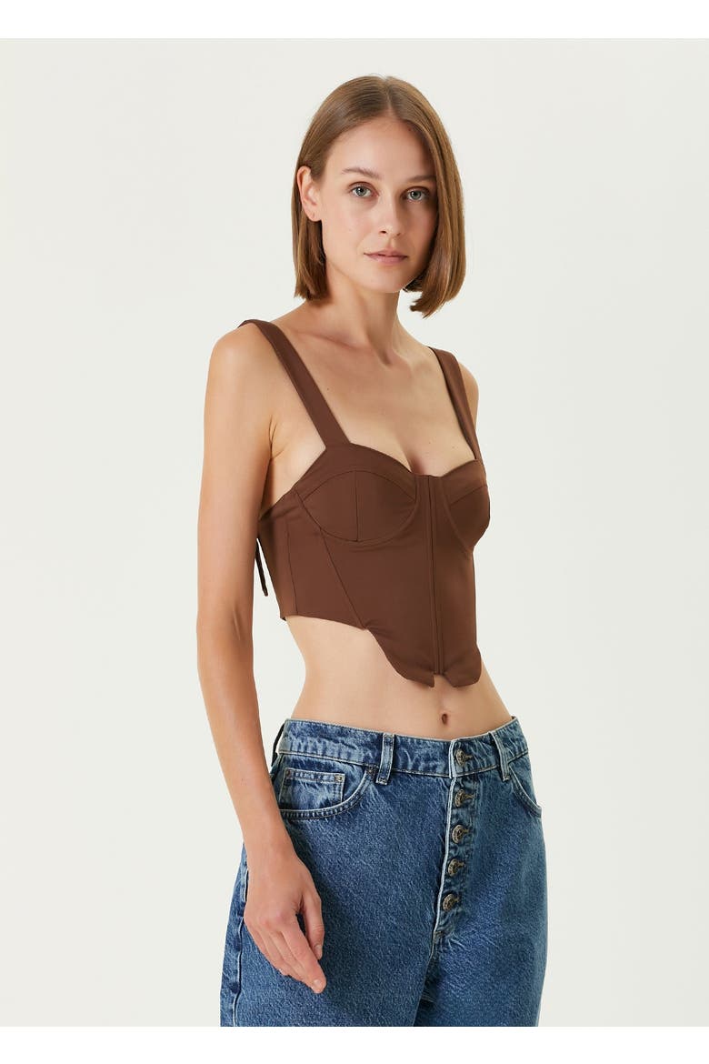 Cotton Woven Corset Top, Alternate, color, Anthracite