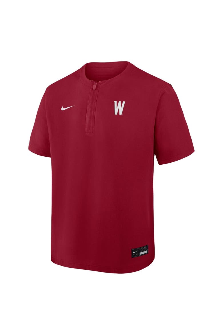 Men's Nike Crimson Washington State Cougars Dri-FIT Quarter-Zip Windshirt, Alternate, color, Crimson