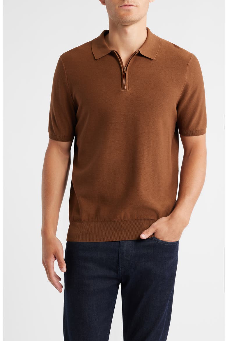 Imartino Piqué Zip Polo, Main, color, MEDIUM BROWN