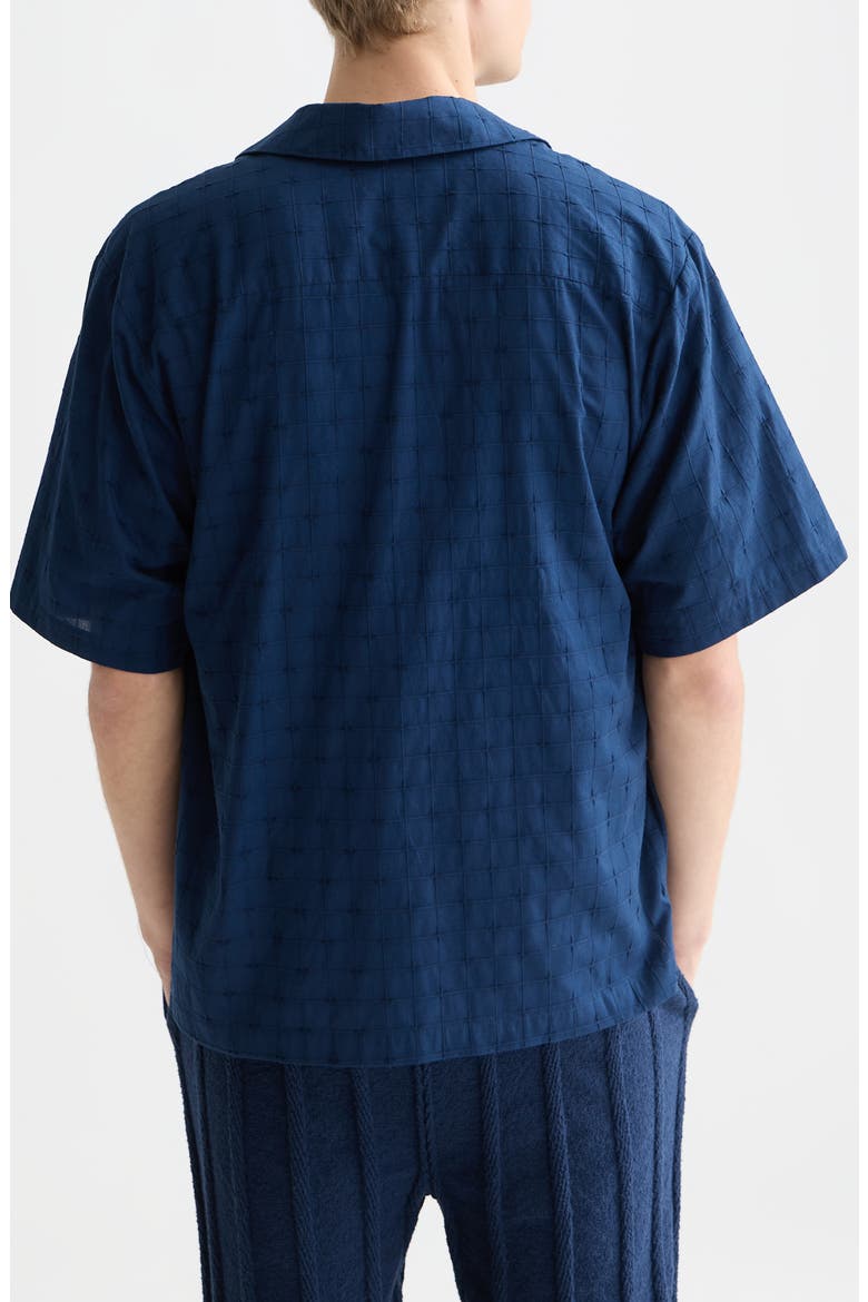 Windowpane Relaxed Fit Short Sleeve Button-Up Shirt, Alternate, color, PAGEANT BLUE