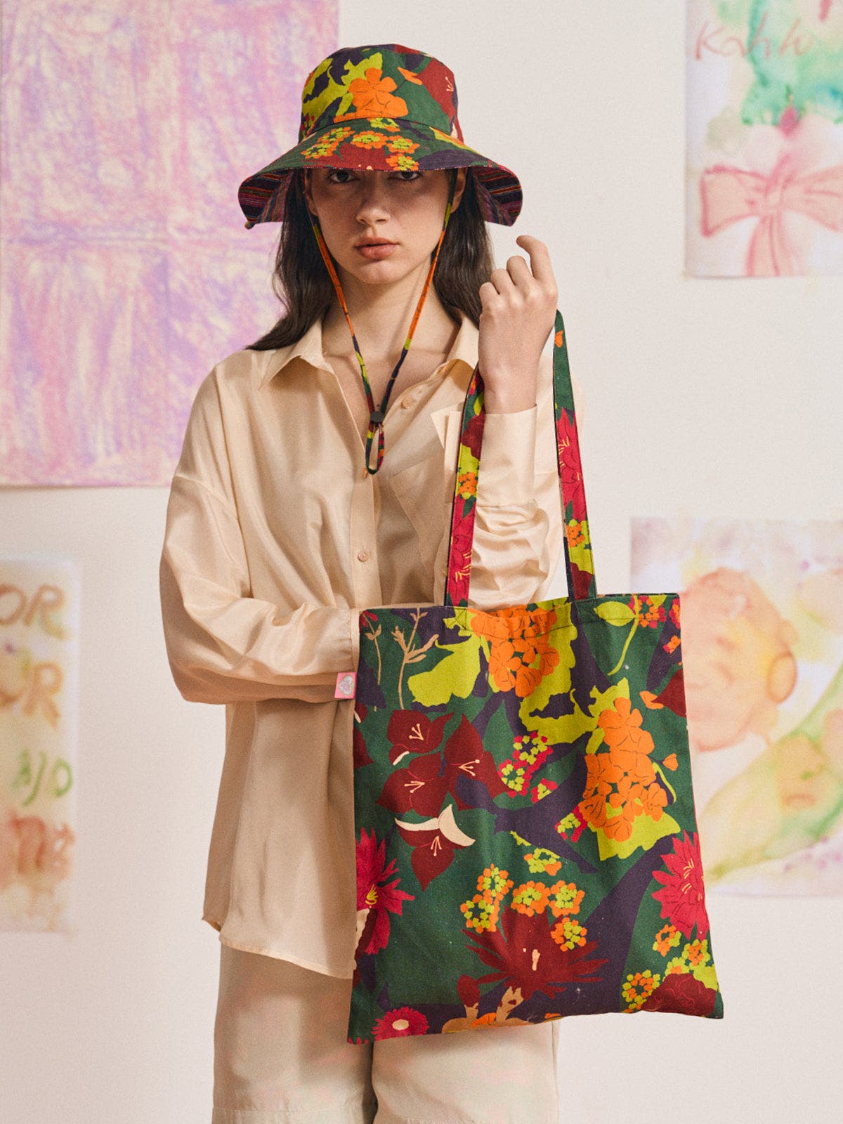 Lost Pattern FRIDA x LOST PATTERN "Frida's Garden" Tote Bag, Alternate, color, 