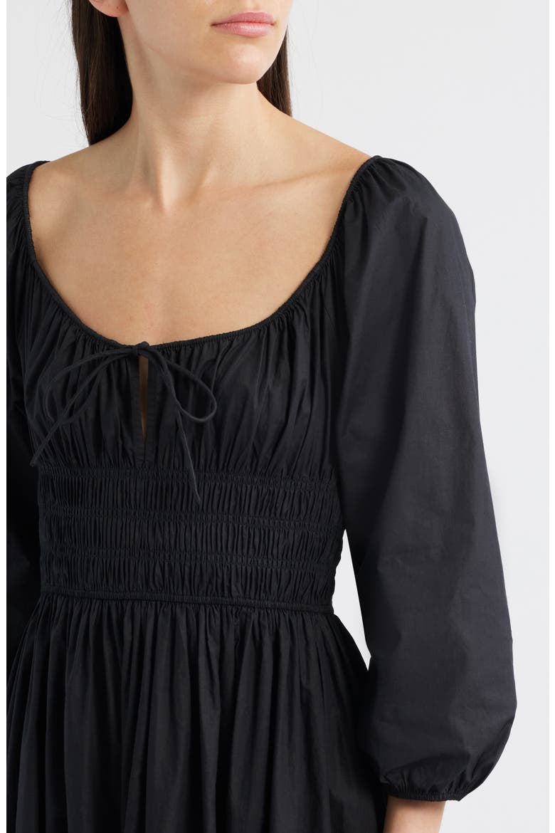 Quintessa Shirred Organic Cotton Maxi Dress, Alternate, color, BLACK