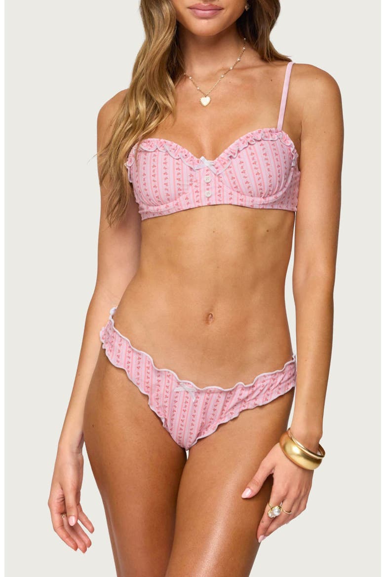Pip Stripe Ruffle Underwire Bikini Top, Main, color, PINK