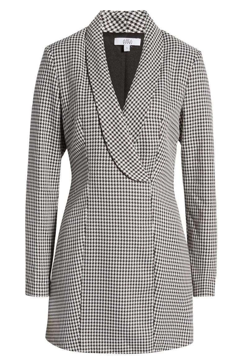 Houndstooth Long Sleeve Coat Dress, Alternate, color, WHITE