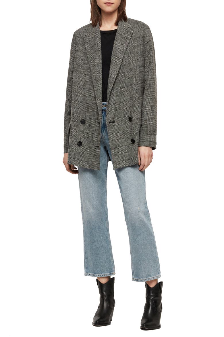 Helei Windowpane Plaid Oversize Blazer, Alternate, color, BLACK/ WHITE