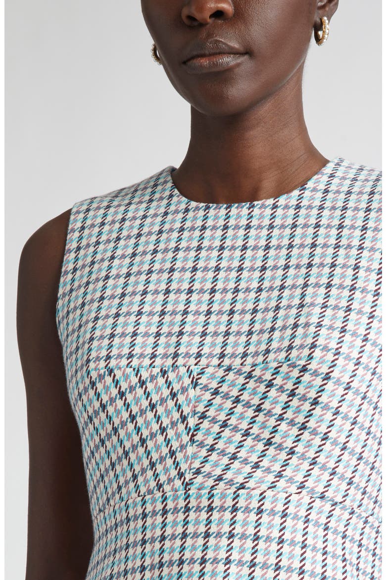 Houndstooth Sleeveless Stretch Cotton Top, Alternate, color, TROPICAL BLUE/ IVORY MULTI