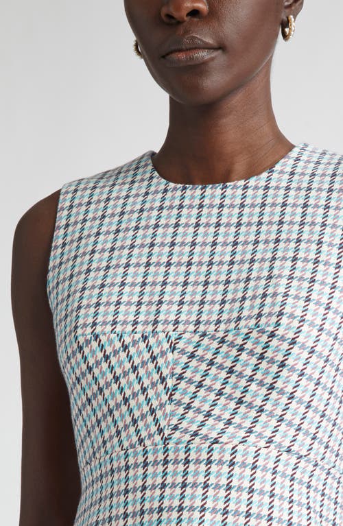 St John St. John Collection Houndstooth Sleeveless Stretch Cotton Top In Gray