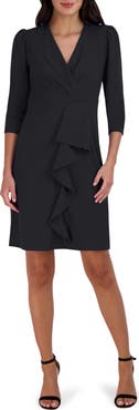 Julia Jordan Cascade Ruffle Crepe Sheath Dress